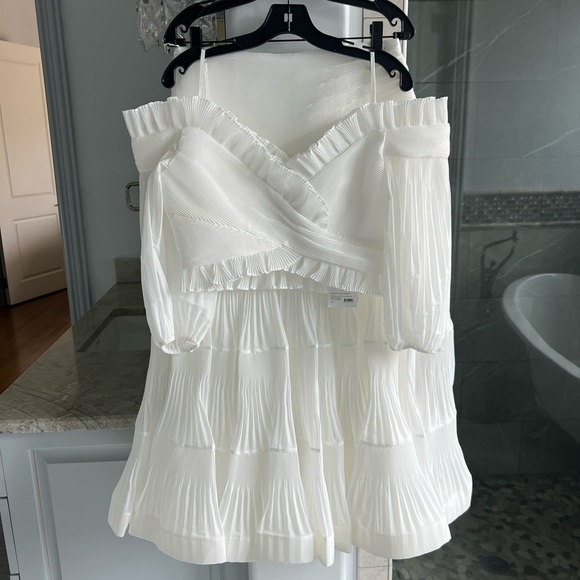 Zimmermann Postcard Pleated Fan top & Midi Skirt Set: Ivory - Picture 3 of 13